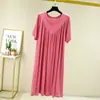 Vestido Suelto 2026 Verano Delgado Modal Largo Hasta la Rodilla Línea A Adelgazante Camisón Vestido de Casa Plisado
