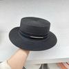 Novo Estilo Cyber Celebridade Verão Flat Top Chapéu Chapéu de Palha Feminino Flat Cornice Europeu Americano Britânico Guarda-sol Protetor Solar Praia Férias All-match