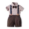 Procesamiento y Personalización de Traje de Caballero para Bebé Niño Transfronterizo Camisa de Manga Corta Tirantes Corbata Vestido Ropa de Actuación Fabricante