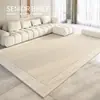 Tapete para Sala de Estar, Tapete de Chão Estilo Creme para Sofá, Lavável e Antiderrapante, Tapete ao Lado da Cama do Quarto, Tapete de Mesa de Centro de Luxo Leve de Alta Qualidade