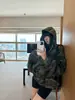 Chamarra sudadera con capucha de camuflaje, unisex, estilo americano, relajada y chic, cárdigan holgado, casual, adecuada para primavera, otoño e invierno, top corto