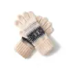 Guantes de Cachemira Cálidos de Diez Flores Guantes de Cinco Dedos Dibujo Animado Lindos Guantes de Lana Engrosados en los Dedos