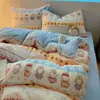Conjunto de Roupa de Cama de Quatro Peças Milk Velvet Novo de Alto Peso, Extra-Espesso, Macio e Fofo - Estilo Fair Isle