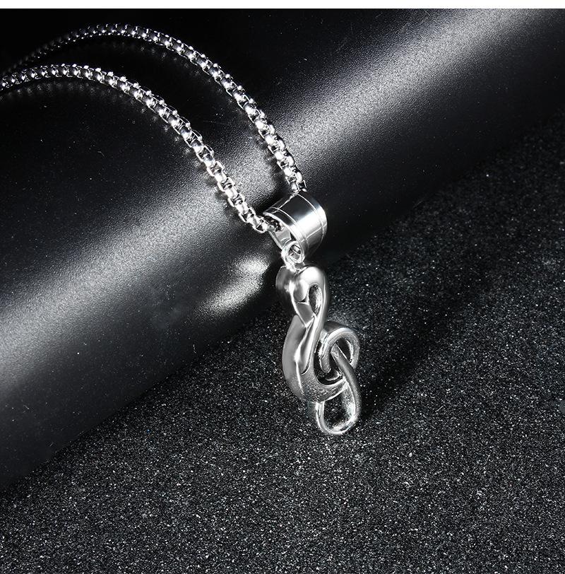 欧美潮流男女士个性音符项链 不锈钢音符吊坠