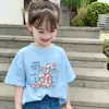 Ropa de Verano 2026 Nuevo Estilo Coreano Moderna Camiseta de Verano para Niños Manga Corta de Algodón Puro Top de Media Manga para Niña Tendencia