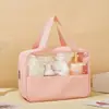 Bolsa de Maquiagem Costurada Estilo Novo, Grande Capacidade, Simples, Semitransparente, Impermeável, Bolsa Portátil para Armazenamento em Viagem