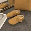 Sapatos Birkenstock de Veludo Espesso Sapatos Femininos de Pelo 2026 Novo Estilo Sapatos Femininos de Inverno Estilo Quente de Celebridade da Internet Mocassins de Feijão Sapatos de Algodão