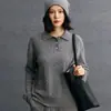 Suave e Pegajoso Caxemira 2026 Outono/Inverno Novo Estilo Feminino Solto Gola POLO Tricô Trançado Suéter de Base Tricô Suéter