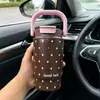 Taza aislada con asa de gato de dibujos animados con estampado de leopardo, acero inoxidable 316, diseño elegante y lindo para niñas, mini taza de hielo, botella de agua de gran capacidad