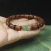 Cuentas de Pera Negra de Corte Recto 8mm Pulsera de Loto de Círculo Único Garra de Gato Pulsera de Madera Cultural para Mujeres
