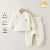 Conjunto de Bebê Jingqi Outono/Inverno Roupas Quentes Acolchoadas Bebê Algodão Puro Cintura Alta Top de Outono Calças de Outono Algodão Fino Roupa de Outono/Inverno