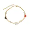 Electrochapado en oro real circón microincrustado temperamento joyería de mano femenina diseño de nicho sentido pulsera de amor de doble capa Fábrica de origen