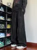 Pantalones casuales para hombre, estilo hip-hop americano, con un diseño de cinturón moderno, corte recto, adecuados para primavera y otoño, con una caída fluida, y disponibles en tallas grandes, con un estampado tie-dye.