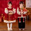 Roupa de Ano Novo para Meninos Inverno 2025 Novo Estilo Hanfu Festivo para Meninas Roupa de Ano Novo Infantil Conjunto de Roupa Formal para Bebê de Um Ano
