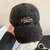Gorra de Béisbol Bordada Vintage Estilo Americano Desgastada para Mujer, Circunferencia de Cabeza Grande, Visera Profunda y Ancha, Sensación de Alta Gama, Gorra Tipo Pato