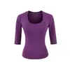 Camiseta Pulôver Básica Confortável Manga Média Gola V Lisa Estilo Coreano de Verão Slim Fit Sensação de Oxigênio Camada Base