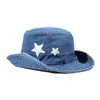 Sombrero de Pescador Plegable de Mezclilla con Ala Ancha y Estrellas, Estilo Nuevo 2026 para Mujer, Sombrero de Montaña de Ala Ancha para Viajes al Aire Libre, Sombrero Protector Solar