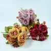 Rosa flor artificial decoração de casa ornamento arranjo de casamento arranjo de flores retrô buquê de rosa Ruyi de 7 cabeças flor artificial