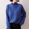 Suéter de Cashmere de Montanha com Gola Alta Feminino Espessado Tricô Comprimento Médio Vermelho Outono e Inverno Solto plus size Lã Emagrecedora Base