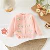 Cardigan Suéter com Laço para Meninas Outono e Inverno 2024 Novo Estiloso Feminino Bebê Casaco Tricotado Suéter Vestido Coreano