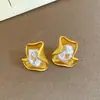 Pendientes de Perla Redondos Geométricos con Tachuelas de Diamante Color Plata, Lujo Ligero, Gama Alta, Exquisitos, Elegantes, Versátiles para Mujer