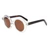 Gafas de sol con montura redonda retro de moda moderna para mujer, transfronterizas, europeas y americanas, que combinan con todo, para sesiones de fotos callejeras de moda en Internet.