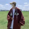 Sudadera estilo retro americano, cárdigan con capucha para hombre primavera/otoño, atuendos a juego para parejas, tallas grandes, corte holgado, ropa exterior de calle para hombre