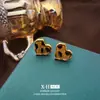 Pendientes Vintage Melard de Leopardo con Tachuelas Geométricas con Diseño de Moda Estilo Hong Kong con Borde Dorado, Pendientes de Lujo Ligero, Elegantes y con Estilo