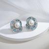 Agulha de Prata Esterlina S925 Novos Brincos de Luxo Exagerados de Alta Qualidade Atacado Design de Zircônia Pinho Azul Brincos de Concha