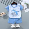 Traje de Manga Corta para Niños Algodón Puro Camiseta de Niño Bebé Verano Ropa para Niños Pantalones Cortos de Niña Ropa de Bebé Ropa de Verano Venta al por Mayor
