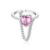 Anillo abierto de amor con diamante rosa estilo coreano ins frío, regalo de Navidad, anillo de cadena con borla de perla y circonita