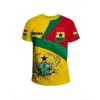 Camiseta Moda 2026 África Ghana Estampado 3D Camiseta Casual de Cuello Redondo para Hombre Camiseta Deportiva de Verano con Cuello Redondo y Manga Corta