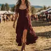 Moda Cruzada Europeia e Americana Vintage Primavera/Verão 2026 Novo Elegante Vestido Sem Alças Irregular com Franzidos que Afinam a Cintura