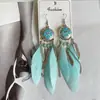 Brincos de Pena Boêmios Europeus e Americanos, Brincos de Franja Estilo Étnico Exagerado Retrô para Feriados, Acessórios de Viagem de Yunnan para Mulheres