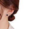 Aretes de Trébol de Cuatro Hojas Aguja de Plata 925 Aretes Anti-alérgicos para Mujer Aretes de Moda Simples para Combinar con Todo Ins Nicho de Alto Grado Aretes de Celebridad de Internet