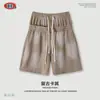 Shorts Retrô Soltos Boxy de Manga Curta Reta com Cós Duplo para Homens Estilo Americano Streetwear Roupa Esportiva Duas Peças para Exterior