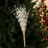 Decoraciones Navideñas 43 cm Bola con Polvo Dorado de 12 Picos Guirnalda para Árbol de Navidad Ramo de Ratán con Lentejuelas y Bayas Artificiales