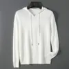 Nuevo Sudadera con Capucha Casual Suave para Hombre de Lana Pura Invierno Otoño Sudadera con Capucha Holgada Tejido de Punto Manga Larga Top Versátil