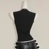 Chaleco Sin Mangas Estilo Punk Oscuro Europeo y Americano con Correas Laterales, Cuello en U, Cremallera, Ceñidor en la Cintura, Adelgazante, Top Chaleco Sexy con Cordón