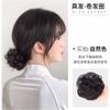 Peluca de cabello real con cabeza esférica baja, para mujer, con bucles, estilo antiguo, con capullos de flores, esponjosa, de cabello humano completo, bolsa