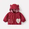 Chaqueta con Capucha de Gato de Dibujos Animados Linda Nueva de Otoño para Bebé Niña Ropa de Abrigo Cálida a Cuadros con Lazo para Bebé