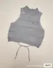 Top de Malha INS Puro Desejo Garota Sexy Costas Abertas com Cadarço, Novo Colete de Início de Primavera + Top Falso de Duas Peças Sem Mangas Fora do Ombro