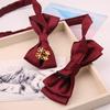 Pajarita para novio, boda, color rojo vino oscuro, sólido, moda, traje para hombre, lazo con incrustaciones, feliz, doble capa