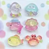 Accesorios de resina transparentes y brillantes de animales marinos: estrellas de mar, cangrejos, peces pequeños, peces globo para Crocs, pinzas para el cabello y decoraciones para fundas de teléfono