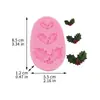 Serie navideña Molde de silicona líquida de hoja navideña, herramienta de modelado de fondant y arcilla blanda