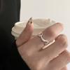 Anillo con Patrón de Ola de Letras Estilo Coreano para Mujer, Dulce y Fresco, Exquisito, Moda Retro Europea y Americana, Anillo Geométrico de Borde Ancho para Dedo Índice Abierto, Moderno