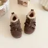 Botas de Algodón para Niños 2026 Invierno Nuevo Estilo Zapatos de Princesa con Forro de Felpa y Moño Estilo Coreano Versátiles Botines Cortos para Niña Pequeña