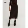 Falda midi de tweed de lana con cordones laterales, ropa de otoño e invierno para mujer, falda recta elegante y estilizada