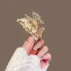 Presilha de Cabelo Borboleta com Gota de Óleo, Strass e Pérola, Design de Nicho Médio para Mulheres, Presilhas Shark para Coques de Verão