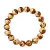 Pulsera de Cuentas Ojo de Ratón Púrpura Dorado Natural para Hombres y Mujeres, Pulsera Ojo de Panda Púrpura Dorado Ratón, Cuentas de Semilla Originales, Semillas de Bodhi de Tres Ojos